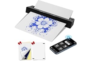 XWKOXWK Tattoo Stencil Printer Machine for Tattoo Artists&Beginners,Newly Upgraded,with Tattoo Transfer Paper,Compatible with Phone/Pc&Pad,Portable Bluetooth Thermal Inkless Wireless Printer