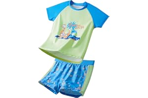 Angel season Boys Swimsuit Toddler Rash Guard Swim Set Long Sleeve Shirt with Swim Trunks Bathing Suit UPF 50+ Swimwear