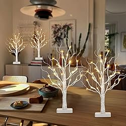 Vanthylit 4 Pcs Lighted Birch Tree Battery Powered