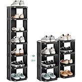 Kitstorack 8-Tier Vertical Plastic Shoe Rack, Freestanding Stackable Storage Organizer for Small Closets and Tight Spaces