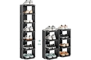 Kitstorack Vertical Shoe Rack: 8 Tiers Stackable Shoe Rack for Closet DIY Free Standing Shoe Organizer Small Shoe Shelf for Small Spaces and Narrow Spaces Plastic