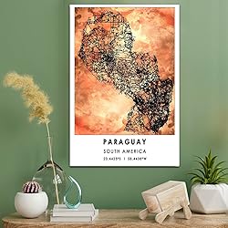 Paraguay Map Poster, South America Map Art