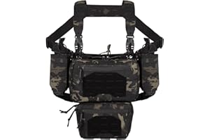 BOMTURN Chest Rig Tactical Chest Rig 1000D Molle Micro Chest Rigs Adjustable Detachable Modular Vest with Mag Pouch