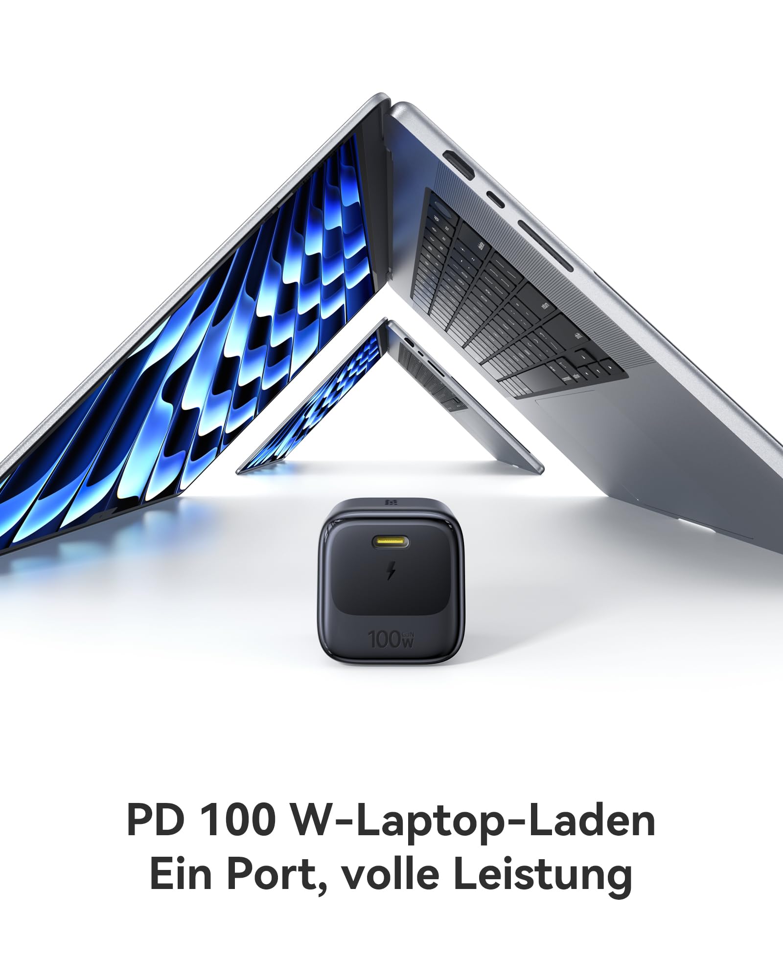 Baseus Enerfill 100W USB C Ladegerät, Kompaktes PD Schnellladegerät, GaN Netzteil für MacBook Pro/Air, iPad Pro, iPhone 17/16/15, Samsung Galaxy S25/S24, Laptop (inkl. 1m USB-C Kabel) 2