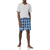 Amazon Essentials Men's Cotton Poplin Pajama Short with Cotton T-Shirt Set