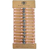 BONITTER Evil Eye Protection Bracelet Set, 12 Pack Adjustable Red 7 Knot Lucky String Amulets, Black and Pink Friendship Bracelets for Women, Men, Boys, Girls (12, Red)