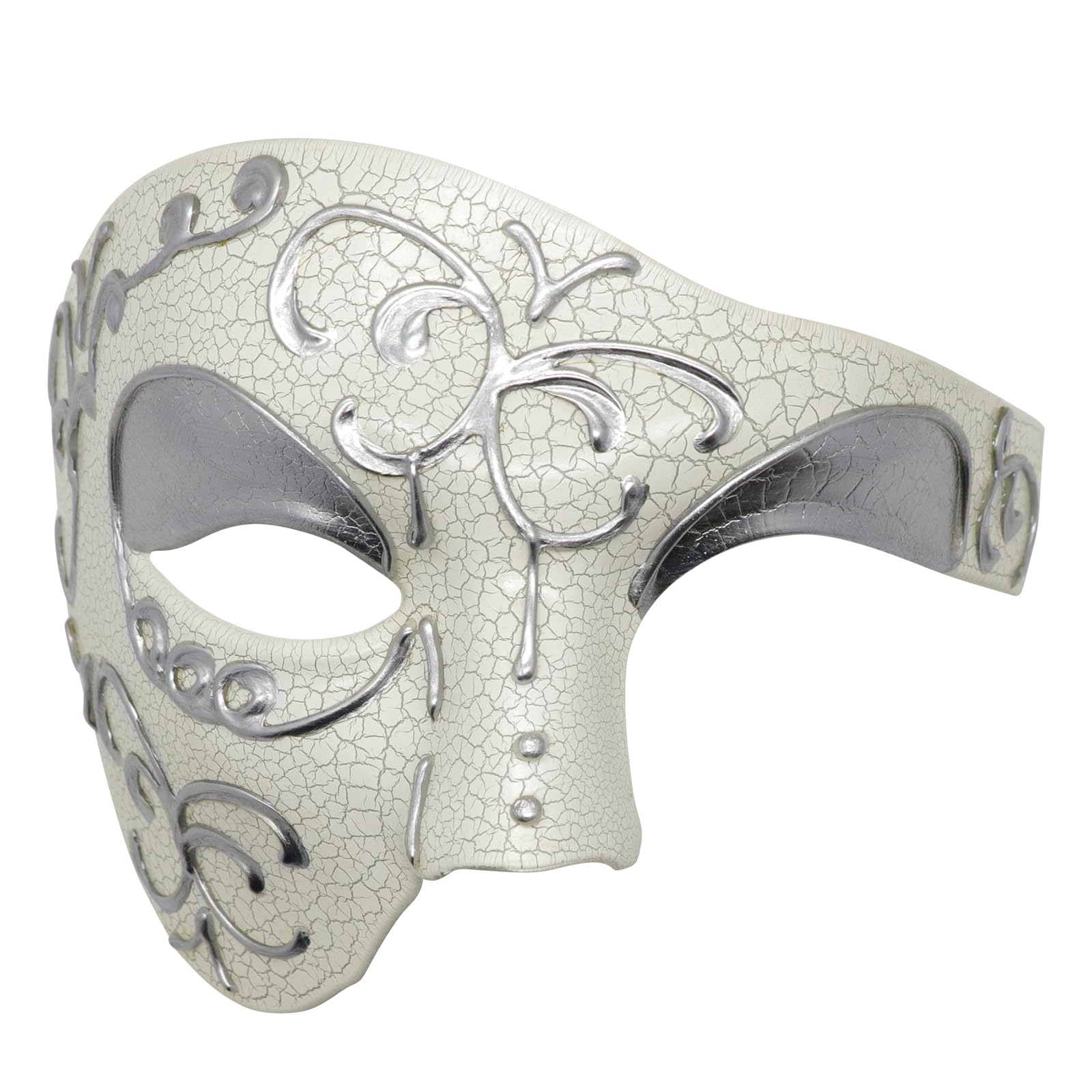 Vintage Design Half Face Men's Phantom Of The Opera Venetian Carnival Masquerade Mask (Beige)