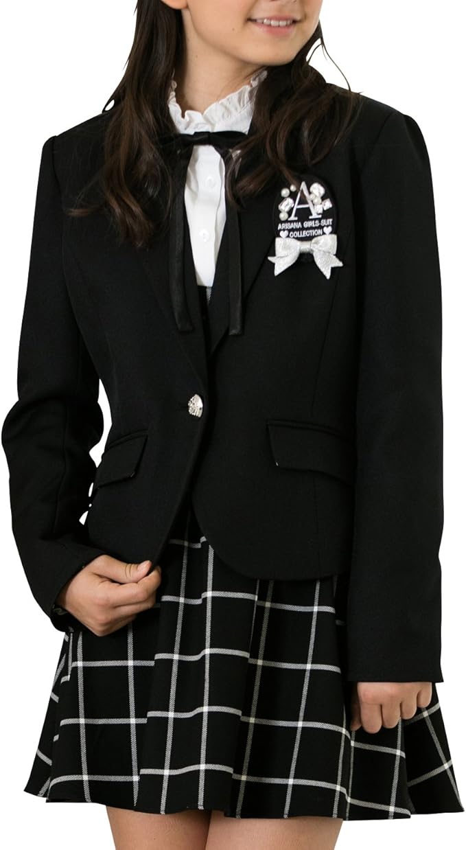 Amazon アリサナ Arisana 卒業式 小学生 女の子 スーツ 子供服 フォーマル フェリシア ジャケット ワンピース ブラウス リボン の 4点セット フォーマル 通販