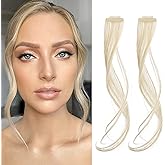 FLUFYMOOZ Side Air Bangs,2PCS Clip in Bangs Front Side Bangs Set Long Temples， Bangs Hair Clip on Fringe Bangs with Temples Synthetic Long Dragon beard Bangs Hair 12 inch （Light Blonde）