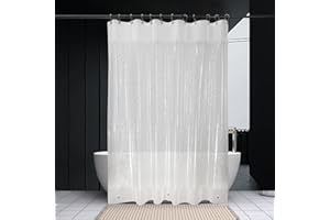 MuuXii Clear PEVA Shower Curtain, 71x71in 3D Glitter Star Thin Shower Curtain Liner Lightweight, Waterproof Rustproof, with 1