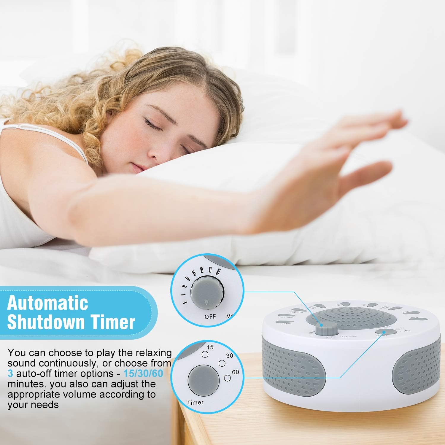 White Noise Machine - Sleep Sound Machine for Baby Kids Adults - 9 HiFi Soothing Sounds & 3 Timer, Volume Control & Relaxation Sleep Machine for Home Office Travel: Health & Personal Care