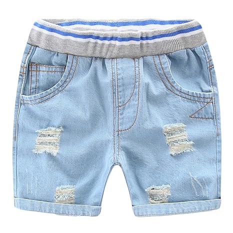 NiSeng Kinder-Shorts Sommer Gebrochen Zerrissen Jeans Shorts Baby Jungen Mädchen Short Elastische Taille Cowboy Kurze Hose