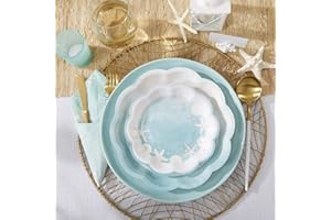 Kate Aspen Beach Party 7 Premium Paper (Set of 16) Decorative Plates, 7 Inch, Aqua (28547NA)