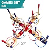 JacJoe All Pro Wooden Ring Toss Games Premium Quoits Garden Game Set (Large) view 4