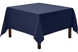 Gee Di Moda Square Tablecloth - 52 x 52 Inch Navy Blue Table Cloth for Small Square or Round Tables - Heavy Duty Washable Fabric - for Buffet Table, Holiday Party, Dinner, Wedding & Baby Shower