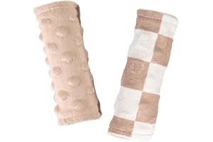 WIREIN Carseat Strap Covers for Babies, Ultra Soft Double-Sided Use Shoulder Covers, 2 Pack Infant Seat Belt Covers for Car Seats/Strollers/High Chairs, for Baby Toddler Infant Boy Girl,Khaki Checkered