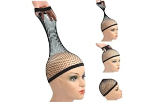 2 Pieces Wig Caps Hair Net for Long Hair Wig Mesh Cap Weaving Wig Cap Mesh Net Open End Wig Cap for Women (Black L)