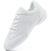 TWDKCHER Youth Cheer Shoes Girls White Cheerleading Shoes Dance Athletic Training Breathable Fabric Dancing Lightweight Competition Comfortable Sport Kids Girls Cheer Sneakers