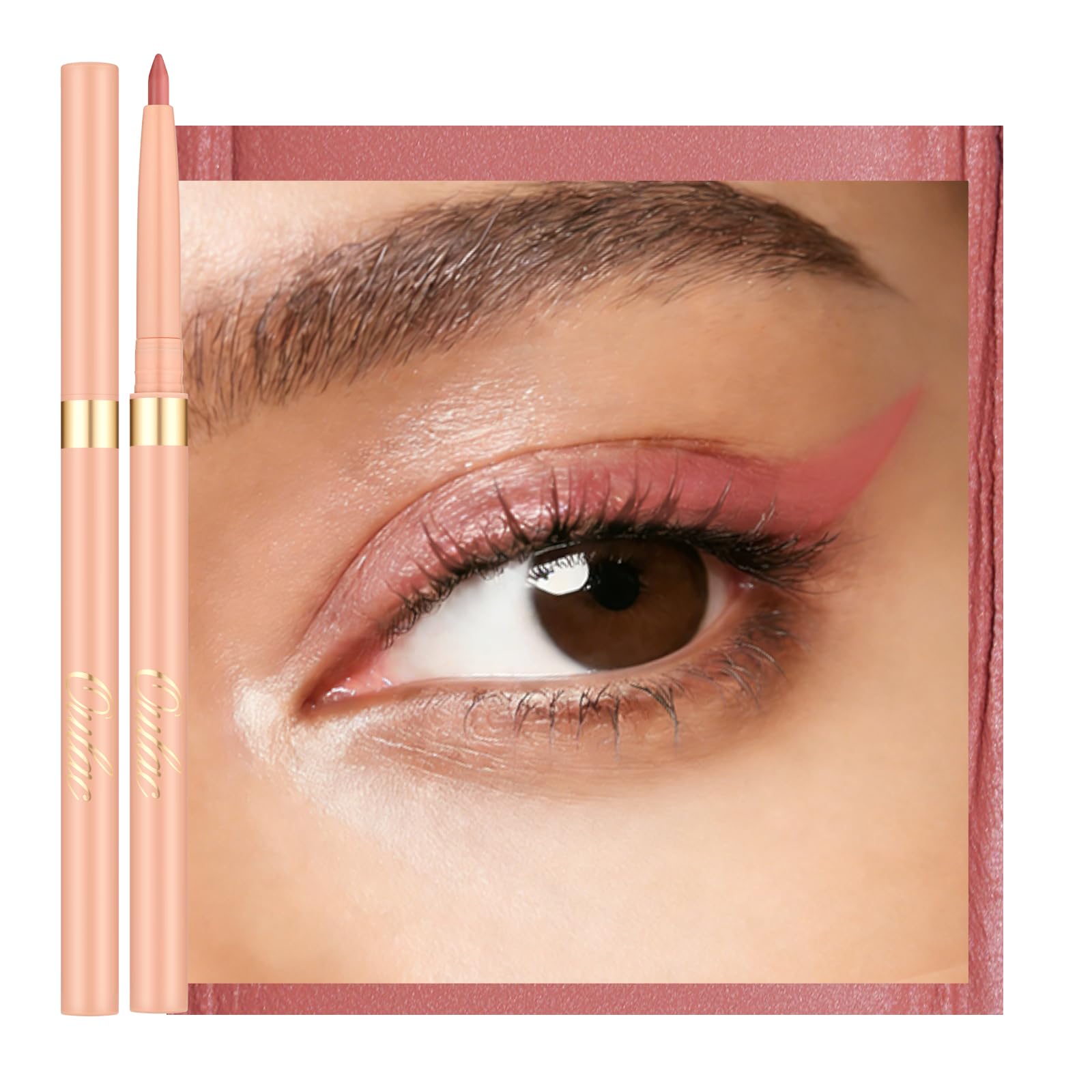 OULAC Matte Coral Peach Eye Liner & Lip Liner 2 in 1, Waterproof, Smudge-proof Retractable Eyeliner Pencils Lasts 24H+, Highly Pigmented and Smooth, Vegan (LL04) Sunlit Peach