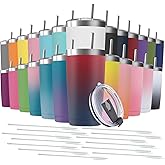 Deitybless 25 pack 20 oz Stainless Steel Insulated Tumbler with Straw and Lid, Double Wall Travel Coffee Mug Vacuum Insulated Bulk Tumbler, Suitable for Vehicle Cup Holders Assorted Colors