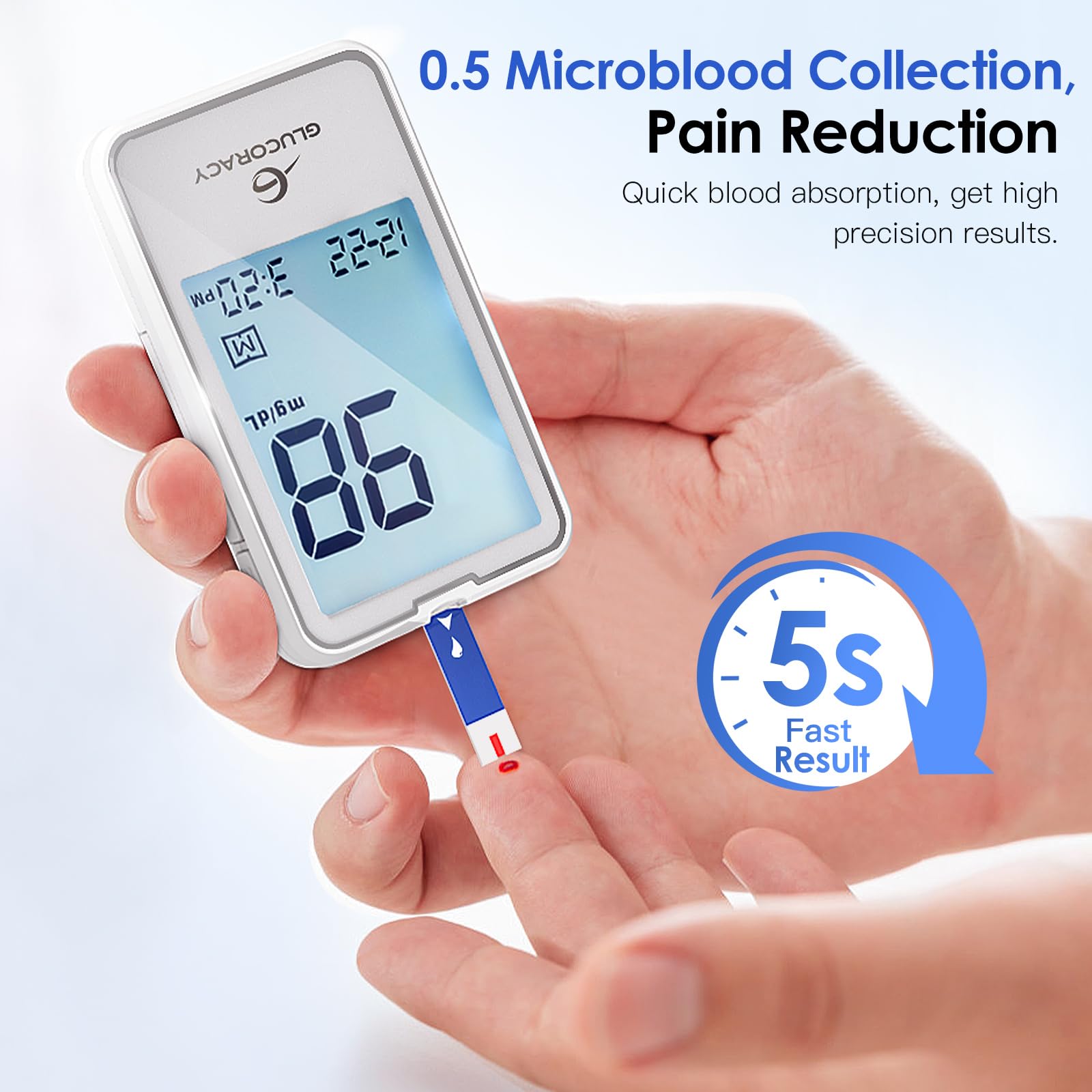 Glucoracy 300 Counts Blood Glucose Test Strips, Only Works with Glucoracy G-425-2/G-425 Blood Sugar Monitor, Self Diabetes Blood Glucose Home Monitoring, 6 Vials 50 Pieces Per Vial