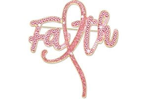 GLBCC Breast Cancer Awareness Pink Rhinestone Ribbon Pin - Faith Believe Women's Brooch, Survivor Lapel Pin for Cancer Month - Merchandise Accessories Decor