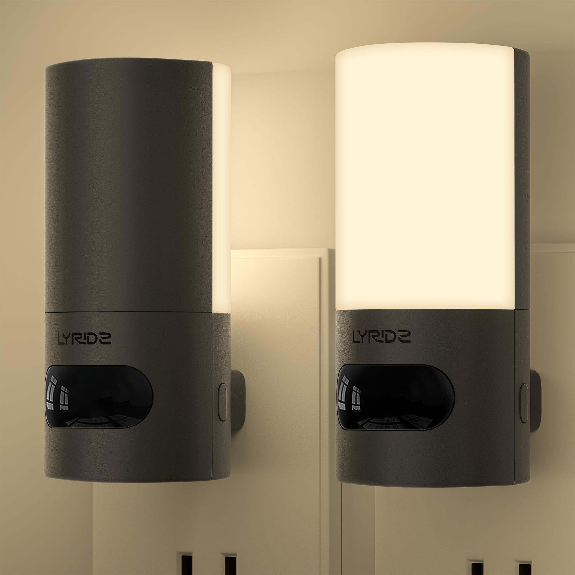 Photo 1 of Lyridz Plug-in LED Rotatable Night Light with Motion Sensor, Dimmable Backlit Nightlight with 1-150lm Adjustable Brightness for Bathroom, Bedroom, Hallway, Stairs, 2 Pack