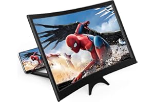 FANLORY 14" Curved Screen Magnifier for Cell Phone,3D HD Magnifying Projector Screen Enlarger for Movies, Video, and Gaming, Foldable Phone Stand Holder with Screen Amplifier,Compatible with All Smartphones