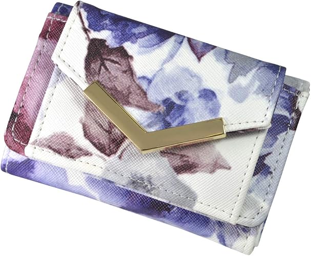 Amazon Co Jp Giselle ミニ財布 レディース 財布 三つ折り ミニウォレット コンパクト 小さい 薄型 小銭入れ カード入れ 3つ折り 花柄 無地 花柄ブルー ジュエリー