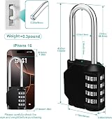 ZHEGE Long Shackle Padlock 4-Digit Combination 2 Pack Black Outdoor view 4