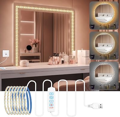 URAQT LED Mirror Light Strip - Dimmable 3 Colours 9 Brightness Levels 2m
