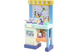 Bluey Kitchen Play Set for Kids Ages 4-8, 3ft Tall Pretend Kitchen Playset Stove, Sink, Oven & 20+ Accessories Chef Hat, Kid Play Kitchen