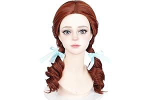 Wiggy Mermaid Kids Brown Braided Wig with Ribbons, Long Reddish Brown Wig with Braids for Halloween Costume Cosplay