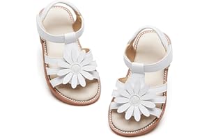 PHIRAMIN Toddler Girl Sandals - Flower Girl Dress Shoes Open Toe Little Kid Summer Flats
