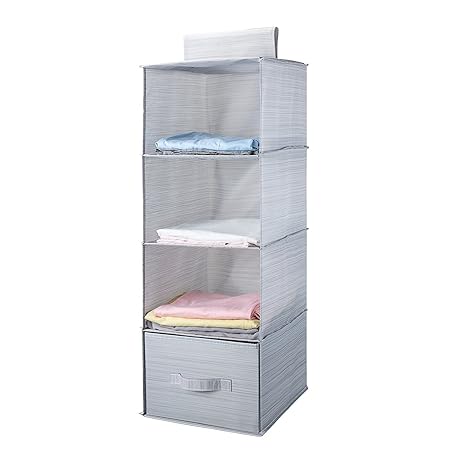 MEE'LIFE Hängeregal Kleiderschrank,4 Fächern Hängeaufbewahrung klappbar Aufhängen Closet Schrankorganizer Aufbewahrung Schuhr