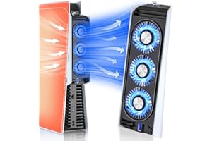 RJAD Cooling Fan for PS5, Quiet Cooler Fan with LED Lights, PS5 Cooling Fan with USB3.0 Hubs, Upgraded Efficient Cooling System for PS5 Accessories, for PlayStation 5 Digital & Discs Edition, Not Ps5 Slim