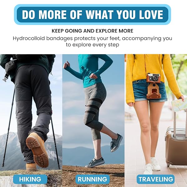 GEL BLISTER BANDAGES HYDROCOLLOID BANDAGES FOR SPORTS,RUNNERS & TRAVEL – 24CT BLISTER CUSHIONS FOR FEET, TOE & HEEL -WATER RESISTANT BLISTER PADS FOR PREVENTION & RECOVERY (VARIETY PACK