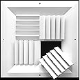 12" w X 12" h Extruded Aluminum Adjustable Core Mount Supply Ceiling HVAC Air Grille – Interchangeable: 1-Way