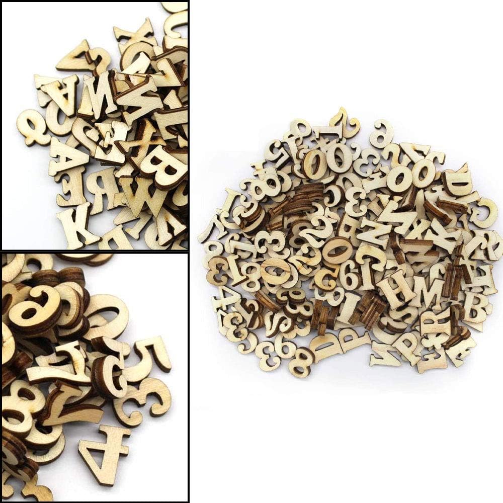 200 Pcs Wooden Letters Numbers Small Wooden Alphabet Number Symbol 100 Capital Letters and 100 Numbers for Crafts DIY Gift Decoration(Random Packing) - Image 4