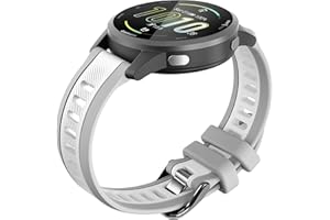 WIZVV Stripe Silicone 20mm Band Compatible with Garmin Forerunner 165/Vivoactive 5/Venu/Venu Sq/Venu 2 Plus, Soft Rubber Breathable Sport Strap Quick Release Wristband Loop for Men Women