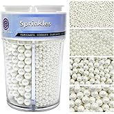 Sprinkles for Cake Decorating, White Pearl Sprinkles 4 Sizes Mix for Cake Cupcake Cookie Baking Donuts Ice Cream Toppings