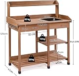 Yaheetech Garden Potting Table Wood Potting Bench Removable Sink Brown view 3