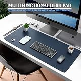 K KNODEL Small Office Leather Desk Mat 60x35cm Dark Blue Double Sided view 2