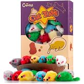 CHIWAVA 36PCS 4.1'' Furry Cat Toy Mice Rattle Small Mouse Interactive Play | Kitten Activity Chases Toys,Indoor Fetch Plays, Assorted Color