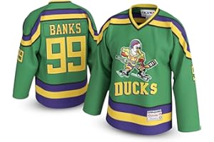 UNLC Adam Banks #99 Mighty Ducks Kids Jersey – Green 90s Hockey Shirt with Stitched Letters, Youth Sizes S–XL