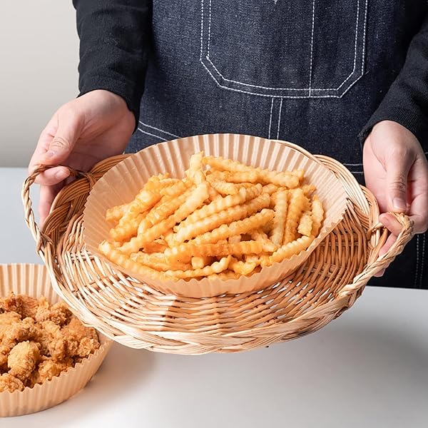 AIR FRYER PAPER LINERS, 100PCS NON-STICK DISPOSABLE PARCHMENT SHEETS FOR BAKING, FOOD GRADE LINER FOR BAKING ROASTING MICROWAVE (7.9INCH-ROUND)