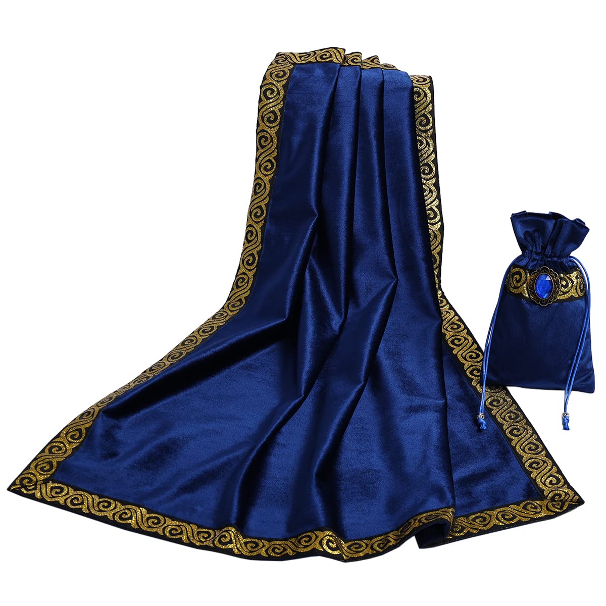BLESSUME Tarot Table Cloth Divination Wicca Velvet Altar Cloth with Tarot Pouch Blue