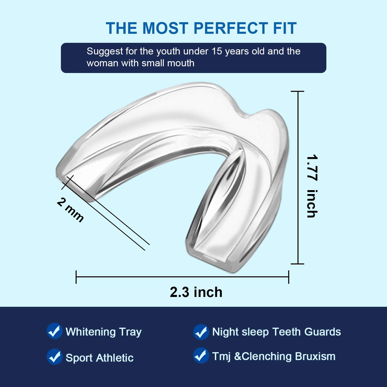 Kids Mouth Guard for Teeth Grinding, Pack of 4 Medium Size Bite Guard for teenages and Woman with Small Mouth, Stops Bruxism, Teeth Whitening Tray & Sport Athletic, Night Guard(Under 15 years old) : Beauty