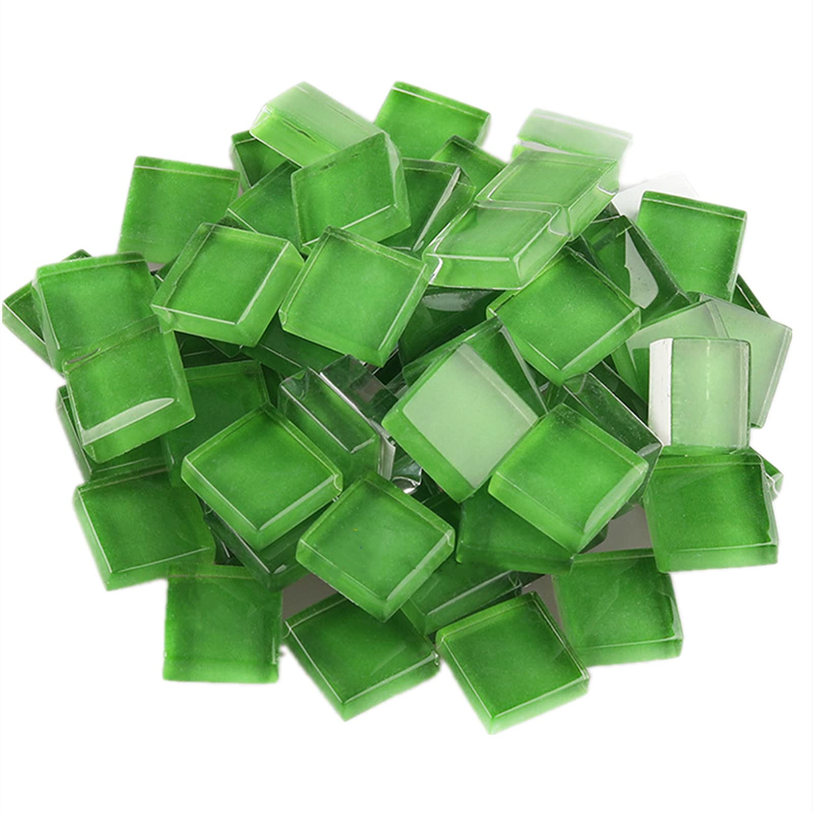 200g Glass Mosaic Tiles Square Crystal Mosaic Stones Glass Pieces for DIY Art Craft Decoration,1x1cm(Green)