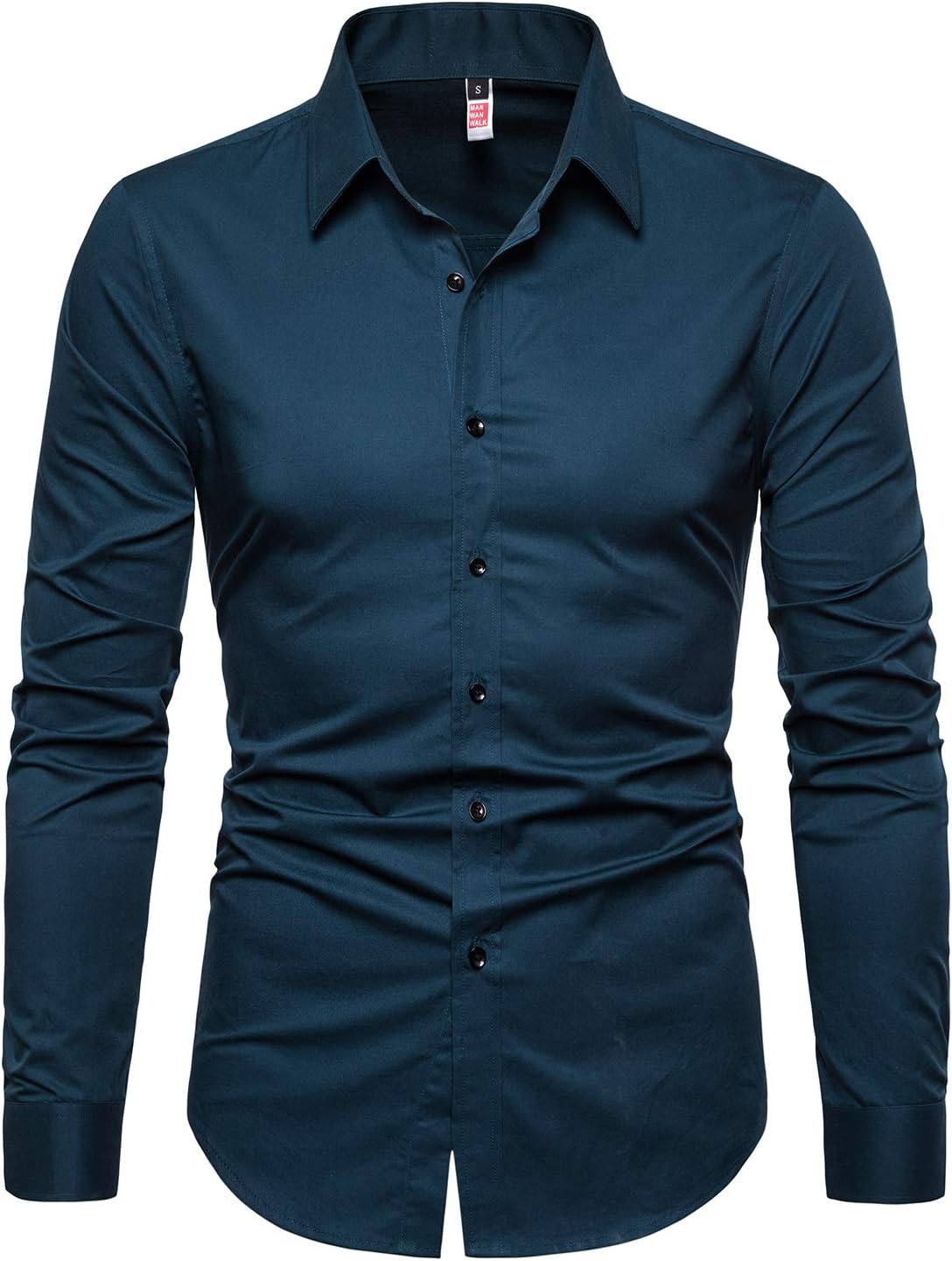 Men's Slim Fit Business Casual Cotton Long Sleeves Solid Button Down Dress Shirts